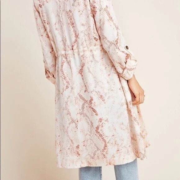 ANTHROPOLOGIE Cupcakes & Cashmere Neptune Spring Snake Print Satin Trench Medium - Picture 1 of 14